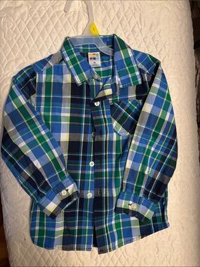 healthtex Blue & Green Plaid Button-Down Shirt